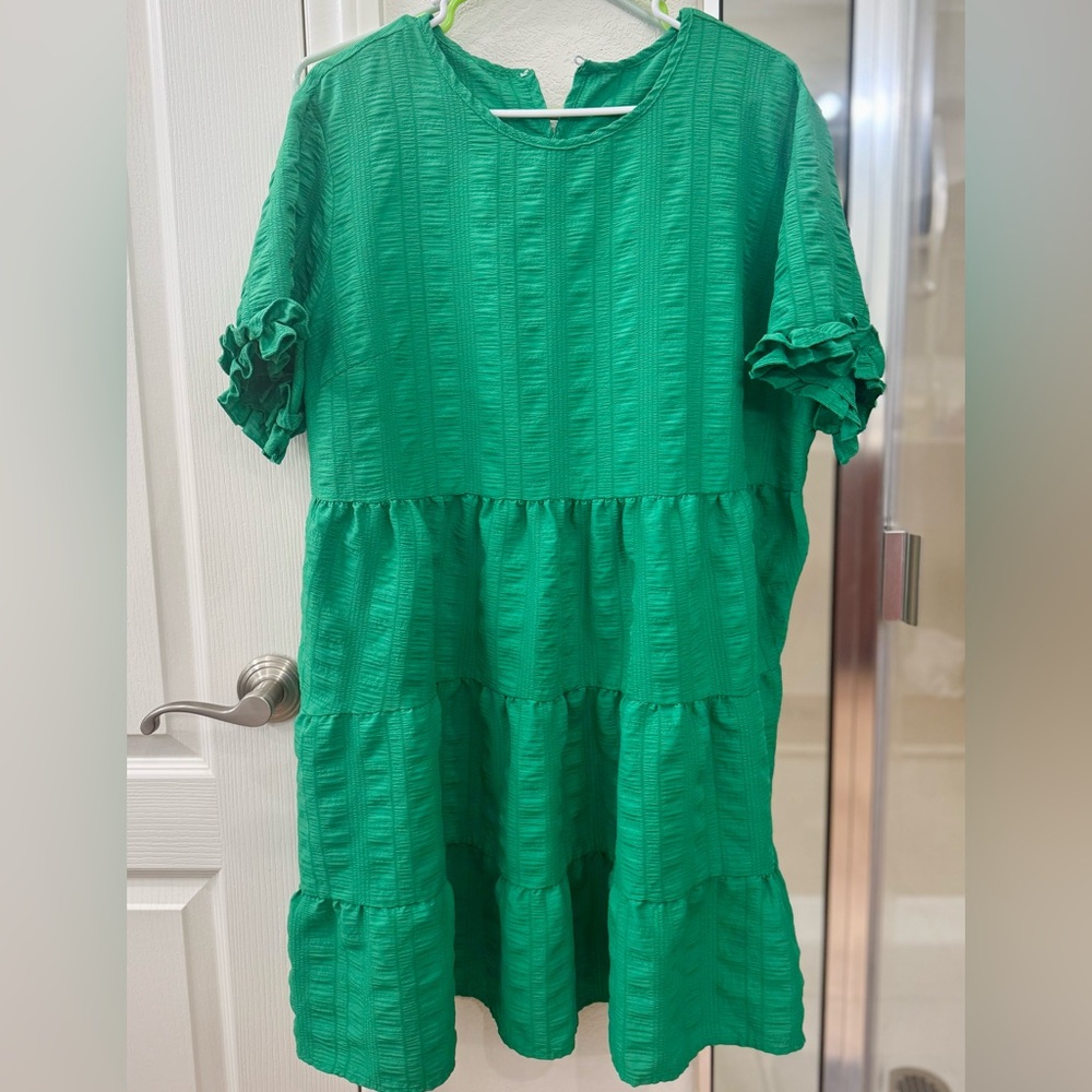 SHEIN Green Textured Midi Dress